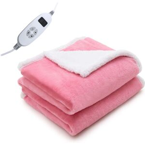 Costway Electric Heated Blanket Throw Sherpa Fleece & Faux Rabbit Velvet Reversible Blanket w/ 10 Heat Settings in Pink Size: 130 cm x 160 cm Pink 130 cm x 160 cm Costway Electric Heated Blanket Throw Sherpa Fleece & Faux Rabbit Velvet Reversible Blanket w/ 10 Heat Settings in Pink Size: 130 cm x 160 cm Pink 130 cm x 160 cm