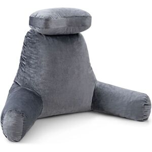 Costway Big Bed Rest Pillow Soft Back Support with Support Arms Relaxing Gaming Reading in Grey Grey Costway Big Bed Rest Pillow Soft Back Support with Support Arms Relaxing Gaming Reading in Grey Grey