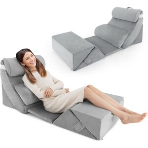 Costway 7 PCS Adjustable Support Pillow Set Bed Wedge Pillows Triangle Sit-up Pillow in Grey Grey Costway 7 PCS Adjustable Support Pillow Set Bed Wedge Pillows Triangle Sit-up Pillow in Grey Grey