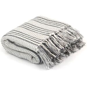 Berkfield Home Throw Cotton Stripes 125x150 cm Grey & White Grey 125x150 cm Berkfield Home Throw Cotton Stripes 125x150 cm Grey & White Grey 125x150 cm