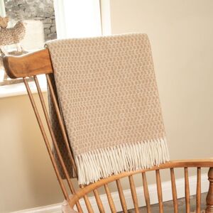 Native Natural Hoop Pattern Beige Wool Blanket Size: Double Beige Double Native Natural Hoop Pattern Beige Wool Blanket Size: Double Beige Double