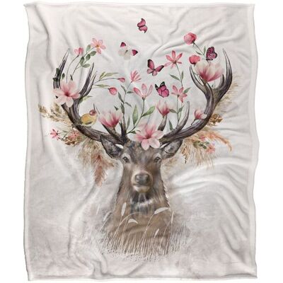 Reinders Floral Deer Silky Touch Super Soft Throw Blanket 152 X 127 cm in White White 152 X 127 cm Reinders Floral Deer Silky Touch Super Soft Throw Blanket 152 X 127 cm in White White 152 X 127 cm