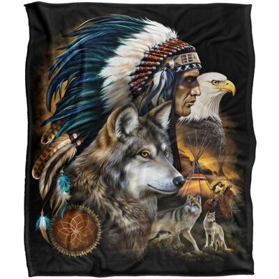 JQ Licensing En Native American Wolf & Eagle Silky Touch Super Soft Throw Blanket 152 X 127 cm in White White 152 X 127 cm JQ Licensing En Native American Wolf & Eagle Silky Touch Super Soft Throw Blanket 152 X 127 cm in White White 152 X 127 cm