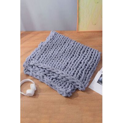 Living and Home 60cm L x 60cm W Hand-Woven Chenille Throw Blanket in Grey Size: 60 cm L x 60 cm W Grey 60 cm L x 60 cm W Living and Home 60cm L x 60cm W Hand-Woven Chenille Throw Blanket in Grey Size: 60 cm L x 60 cm W Grey 60 cm L x 60 cm W