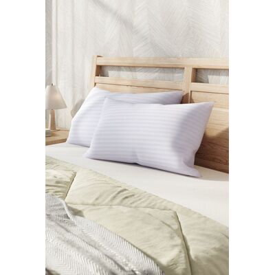 H&O Direct 2-Pack Stripes Polyester Bed Pillow Insert, 1000 Grams in White White H&O Direct 2-Pack Stripes Polyester Bed Pillow Insert, 1000 Grams in White White