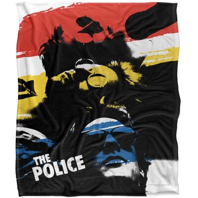 The Police Stripes & Heads Silky Touch Super Soft Throw Blanket 152 X 127 cm in White White 152 X 127 cm The Police Stripes & Heads Silky Touch Super Soft Throw Blanket 152 X 127 cm in White White 152 X 127 cm