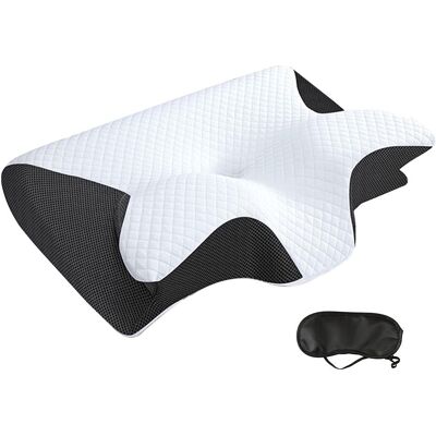 VOGREX Ergonomic Memory Foam Pillow Neck & Shoulder Pain Relief in Black Black VOGREX Ergonomic Memory Foam Pillow Neck & Shoulder Pain Relief in Black Black