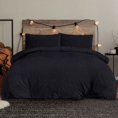 Smart Living Luxury Super Soft & Reversible Waffle Teddy Fleece Duvet Set in Black Size: Super King Black Super King Smart Living Luxury Super Soft & Reversible Waffle Teddy Fleece Duvet Set in Black Size: Super King Black Super King