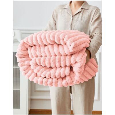 Ezysleep Super Soft Luxury Faux Fur Stripe Throw in Pink Size: Large Pink Large Ezysleep Super Soft Luxury Faux Fur Stripe Throw in Pink Size: Large Pink Large