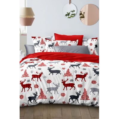 Ezysleep Reindeer Printed Duvet Set in Red Size: Double Red Double Ezysleep Reindeer Printed Duvet Set in Red Size: Double Red Double