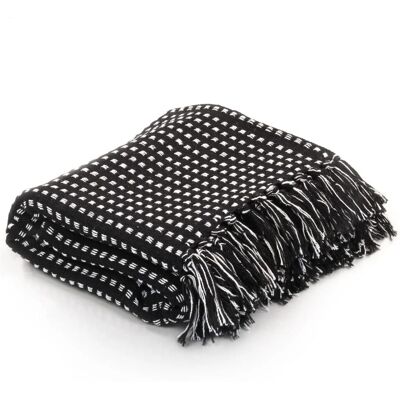 Berkfield Home Throw Cotton Squares 220x250 cm Black Black 220x250 cm Berkfield Home Throw Cotton Squares 220x250 cm Black Black 220x250 cm