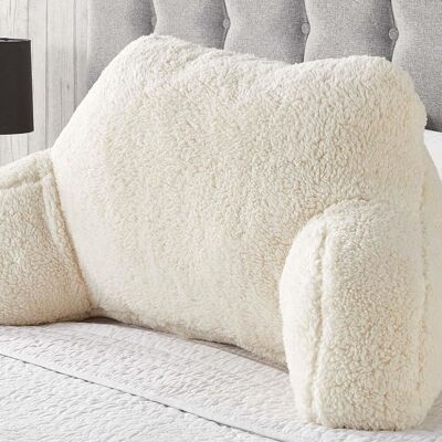 OHS Teddy Fleece Bed Reading Cushion Pillow with Arms Lumbar Support in Cream Cream OHS Teddy Fleece Bed Reading Cushion Pillow with Arms Lumbar Support in Cream Cream