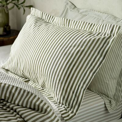 Yard Hebden Striped 100% Cotton Pillowcase Pair in Olive Size: Standard Pillow Case Olive Standard Pillow Case Yard Hebden Striped 100% Cotton Pillowcase Pair in Olive Size: Standard Pillow Case Olive Standard Pillow Case