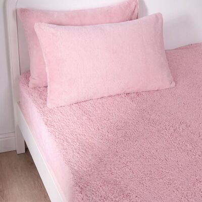 Brentfords - Teddy Fleece Thermal - Light Pink - King - Fitted Brentfords - Teddy Fleece Thermal - Light Pink - King - Fitted