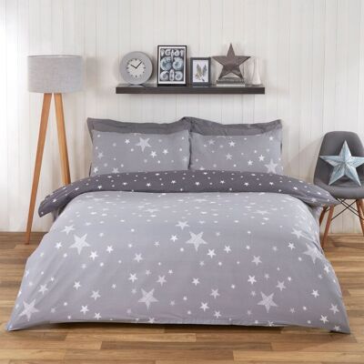 Dreamscene - Stars - Grey - Duvet Cover Set Dreamscene - Stars - Grey - Duvet Cover Set