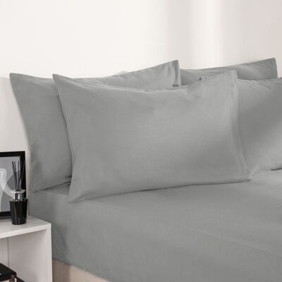 Brentfords - Plain Dyed Non-Iron Fitted - Mid Grey - King - Bed Sheet Brentfords - Plain Dyed Non-Iron Fitted - Mid Grey - King - Bed Sheet