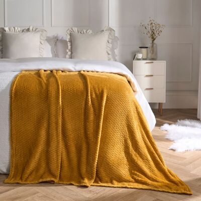 OHS Luxury Large Waffle Honeycomb Mink Warm Throw in Yellow Size: 125 cm x 150 cm Yellow 125 cm x 150 cm OHS Luxury Large Waffle Honeycomb Mink Warm Throw in Yellow Size: 125 cm x 150 cm Yellow 125 cm x 150 cm