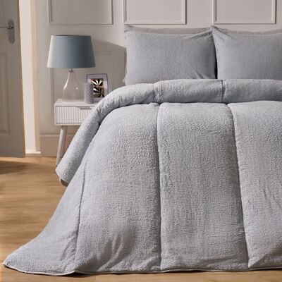 OHS Teddy Fleece 10.5 TOG Coverless Duvet with Pillowcase Bedding Set in Silver Size: King Silver King OHS Teddy Fleece 10.5 TOG Coverless Duvet with Pillowcase Bedding Set in Silver Size: King Silver King