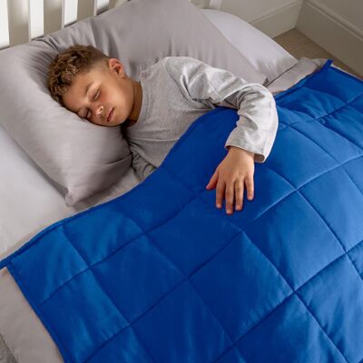 OHS Kids Plain Reversible Weighted Blanket Soft Sensory Sleep Throw in Blue Size: 100 cm × 150 cm Blue 100 cm × 150 cm OHS Kids Plain Reversible Weighted Blanket Soft Sensory Sleep Throw in Blue Size: 100 cm × 150 cm Blue 100 cm × 150 cm