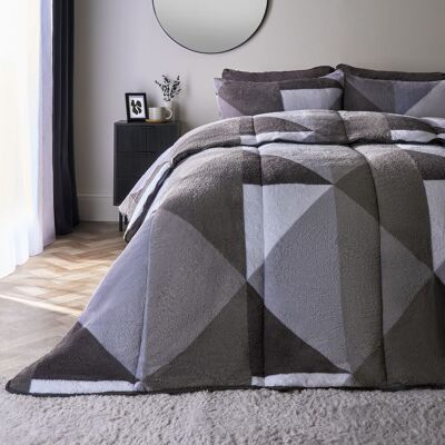 OHS Geometric Teddy Fleece Coverless Duvet Quilt Geo Bedding Set 10.5 TOG Pillowcase in Light Grey Size: King Light Grey King OHS Geometric Teddy Fleece Coverless Duvet Quilt Geo Bedding Set 10.5 TOG Pillowcase in Light Grey Size: King Light Grey King