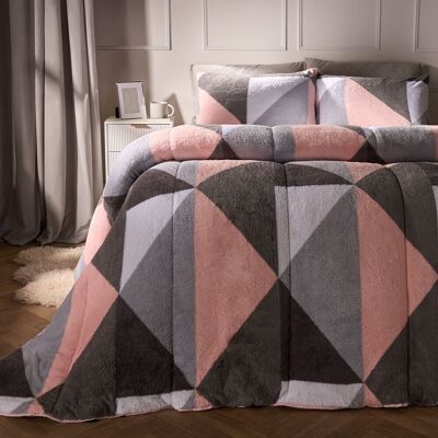 OHS Geometric Teddy Fleece Coverless Duvet Quilt Geo Bedding Set 10.5 TOG Pillowcase in Pink Size: Double Pink Double OHS Geometric Teddy Fleece Coverless Duvet Quilt Geo Bedding Set 10.5 TOG Pillowcase in Pink Size: Double Pink Double