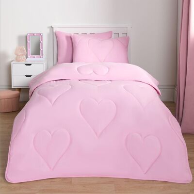 OHS Coverless Duvet 7.5 TOG Pillowcase Quilt Heart Bedding Set, Pink Size: Single Pink Single OHS Coverless Duvet 7.5 TOG Pillowcase Quilt Heart Bedding Set, Pink Size: Single Pink Single