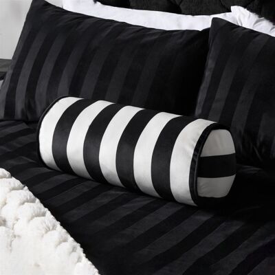 OHS Matte Velvet Stripe Bolster Pillow Soft Cylindrical Cushion in White White OHS Matte Velvet Stripe Bolster Pillow Soft Cylindrical Cushion in White White