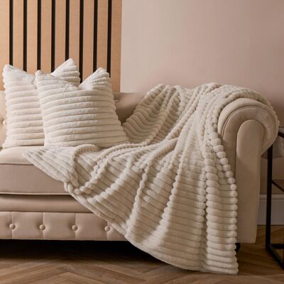 OHS Ribbed Faux Fur Throw Super Soft Fluffy Thick Fleece Bed Blanket in Natural White Size: 150 cm × 200 cm Natural White 150 cm × 200 cm OHS Ribbed Faux Fur Throw Super Soft Fluffy Thick Fleece Bed Blanket in Natural White Size: 150 cm × 200 cm Natural White 150 cm × 200 cm
