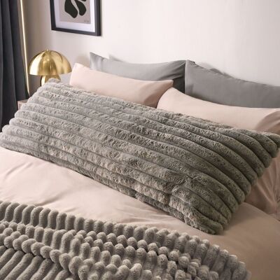 OHS Ribbed Faux Fur Bolster Pillow Soft Maternity Support Cushion in Grey Grey OHS Ribbed Faux Fur Bolster Pillow Soft Maternity Support Cushion in Grey Grey