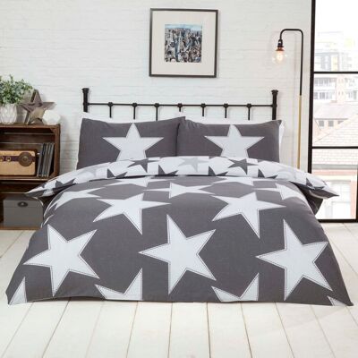 Rapport Home All Stars Polycotton Reversible Duvet Set with Pillowcase in Grey Size: King Grey King Rapport Home All Stars Polycotton Reversible Duvet Set with Pillowcase in Grey Size: King Grey King
