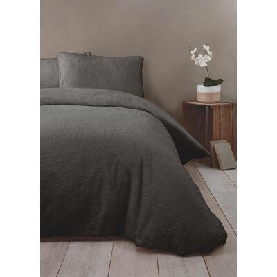 So Soft - Sherpa Teddy Fleece - Charcoal - Duvet Cover Set So Soft - Sherpa Teddy Fleece - Charcoal - Duvet Cover Set