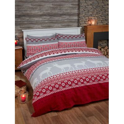 Rapport Home Fairisle Cotton Bed Cover Sheet Set with Pillowcase in Red Size: King Red King Rapport Home Fairisle Cotton Bed Cover Sheet Set with Pillowcase in Red Size: King Red King