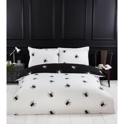 Rapport Home Black Spider Microfibre Reversible Duvet Set with Pillowcase Size: Double Multicolor Double Rapport Home Black Spider Microfibre Reversible Duvet Set with Pillowcase Size: Double Multicolor Double