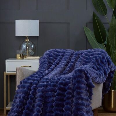 Rapport Home Chunky Ribbed Soft & Cozy Fur Throw (150x200 cm) in Blue Size: 150 cm × 200 cm Blue 150 cm × 200 cm Rapport Home Chunky Ribbed Soft & Cozy Fur Throw (150x200 cm) in Blue Size: 150 cm × 200 cm Blue 150 cm × 200 cm