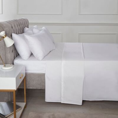 Rapport Home TH Percale Flat Sheet in White Size: Single White Single Rapport Home TH Percale Flat Sheet in White Size: Single White Single