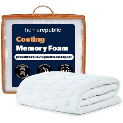 Home Republic Cooling Mattress Topper in White Size: Double White Double Home Republic Cooling Mattress Topper in White Size: Double White Double