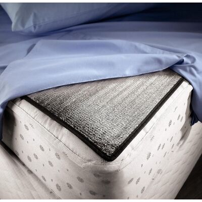 mysmartbuy Heat-Reflective Bed Underlay - Energy Efficient Insulating Foam Mattress Topper Lined with Aluminium in Silver Size: Double Silver Double mysmartbuy Heat-Reflective Bed Underlay - Energy Efficient Insulating Foam Mattress Topper Lined with Aluminium in Silver Size: Double Silver Double
