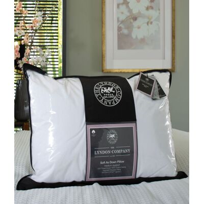 The Lyndon Company Soft as Down 233 Thread Count 100% Cotton Casing Soft to Medium Support Pillow in White White The Lyndon Company Soft as Down 233 Thread Count 100% Cotton Casing Soft to Medium Support Pillow in White White
