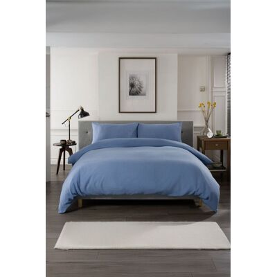 The Lyndon Company St Quentin 100% Cotton Reversible Duvet Bedlinen Deyongs 1846 in Mid Blue Size: Double Mid Blue Double The Lyndon Company St Quentin 100% Cotton Reversible Duvet Bedlinen Deyongs 1846 in Mid Blue Size: Double Mid Blue Double