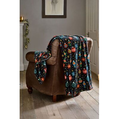 Deyongs Christmas Baubles Fleece Throw - 140 x 180cm Soft Festive Blanket with Colourful Bauble Print in Navy Size: 140 cm x 180 cm Navy 140 cm x 180 cm Deyongs Christmas Baubles Fleece Throw - 140 x 180cm Soft Festive Blanket with Colourful Bauble Print in Navy Size: 140 cm x 180 cm Navy 140 cm x 180 cm