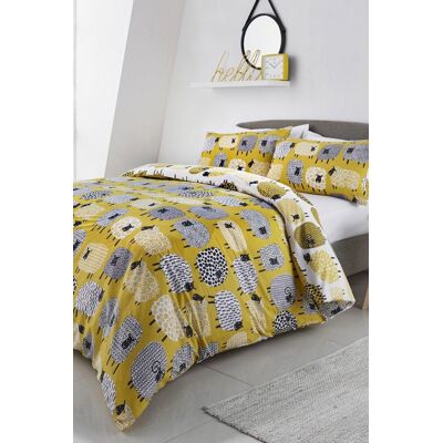 Fusion Dotty Sheep Mustard Reversible King Duvet Cover Set - Bedding Fusion Dotty Sheep Mustard Reversible King Duvet Cover Set - Bedding