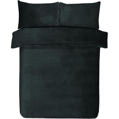Gr8 Home Sleepdown Waffle Teddy Fleece Duvet Pillowcase Set in Black Size: Super King Black Super King Gr8 Home Sleepdown Waffle Teddy Fleece Duvet Pillowcase Set in Black Size: Super King Black Super King