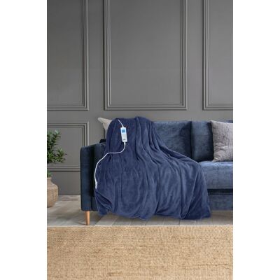 Neo Electric Heated Throw Over Sherpa Blanket - Reversible in Dark Blue Dark Blue Neo Electric Heated Throw Over Sherpa Blanket - Reversible in Dark Blue Dark Blue