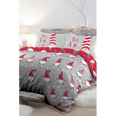 Brand Model - Silver, Double Fusion Christmas Gnome - Reversible Duvet Cover Set Brand Model - Silver, Double Fusion Christmas Gnome - Reversible Duvet Cover Set