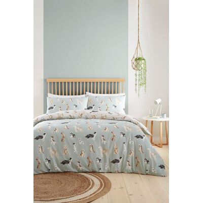 Fusion Duvet Cover Set - Dog Pattern - Duck Egg Fusion Duvet Cover Set - Dog Pattern - Duck Egg