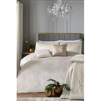 Laurence Llewelyn-Bowen 'Montrose' Luxury Velvet Duvet Cover Set in Ivory Size: Double Ivory Double Laurence Llewelyn-Bowen 'Montrose' Luxury Velvet Duvet Cover Set in Ivory Size: Double Ivory Double