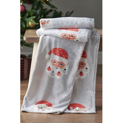 Catherine Lansfield 'Christmas Santa Spec-Tacular' Cosy Fleece Blanket Throw in Grey Size: 130 cm x 170 cm Grey 130 cm x 170 cm Catherine Lansfield 'Christmas Santa Spec-Tacular' Cosy Fleece Blanket Throw in Grey Size: 130 cm x 170 cm Grey 130 cm x 170 cm