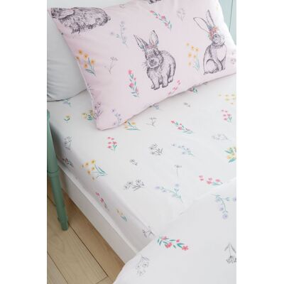 Catherine Lansfield - Bunny Tails - Pink White - Fitted Sheet Catherine Lansfield - Bunny Tails - Pink White - Fitted Sheet