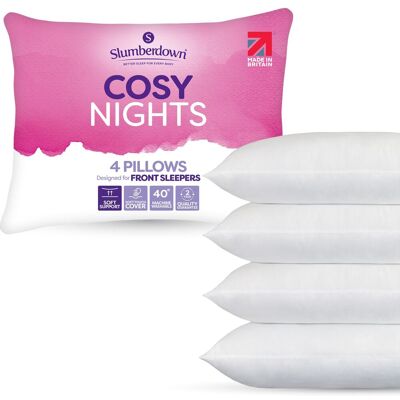 Slumberdown 4 Pack Cosy Nights Soft Support Pillows in White White Slumberdown 4 Pack Cosy Nights Soft Support Pillows in White White