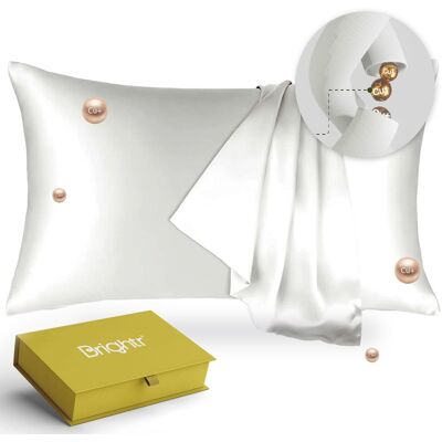 Brightr Sleep Copper-Infused Eucalyptus Silk Pillowcase in White Size: Standard Pillow Case White Standard Pillow Case Brightr Sleep Copper-Infused Eucalyptus Silk Pillowcase in White Size: Standard Pillow Case White Standard Pillow Case